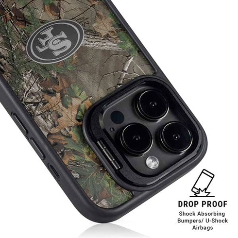 NFL San Francisco 49ers Realtree Xtra Green Camo iPhone 16 Pro Kickstand Case